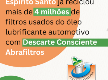 Espírito Santo já reciclou mais de 4 milhões de filtros usados do óleo lubrificante automotivo com Descarte Consciente Abrafiltros