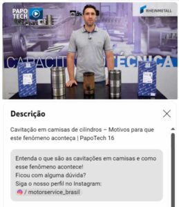 Motorservice destaca falhas prematuras que podem ocorrer em peças no motor e como funciona o fenômeno cavitação