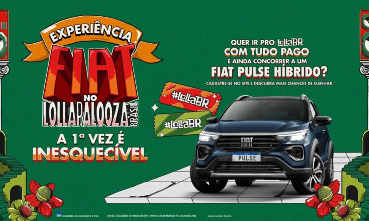 Patrocinadora master do Lollapalooza Brasil, Fiat promove ação com sorteio de Pulse Híbrido e ingressos para o festival