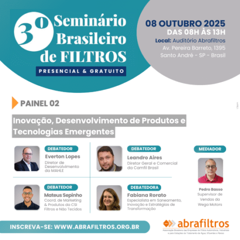Inovação e tecnologias emergentes na filtração serão assuntos do 3° Seminário Brasileiro de Filtros