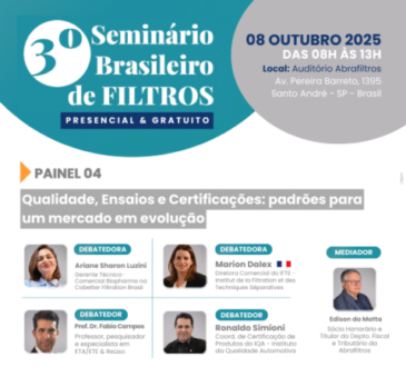 Seminário da Abrafiltros irá destacar a importância da qualidade e certificações para o setor