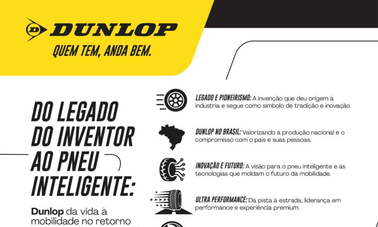 Do legado do inventor ao pneu inteligente: Dunlop da vida à mobilidade no retorno do Salão do Automóvel de São Paulo